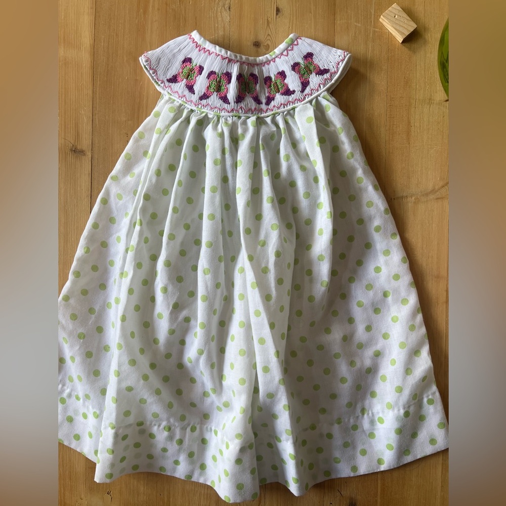 18 Months Dress Girl Green Vintage
